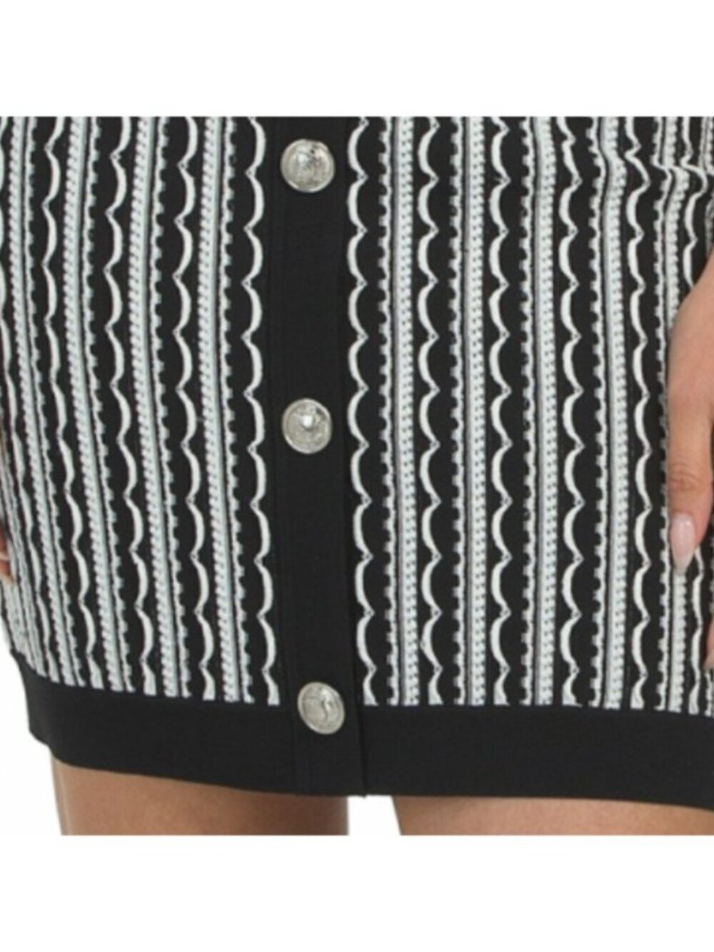 MILLY Scalloped Textured V-neck Knit Mini Dress - Picture 5 of 5